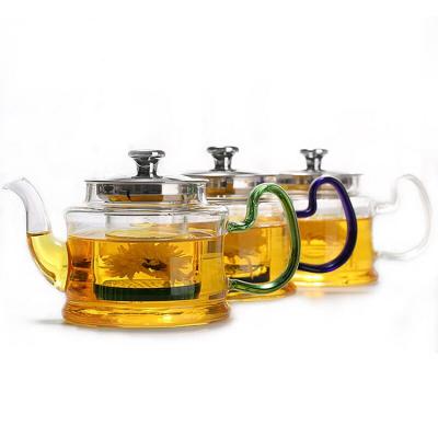 China Wholesale Sustainable Glass Teapots 600ml Heat Resistant Glass Teapot With Removable Infuser for sale