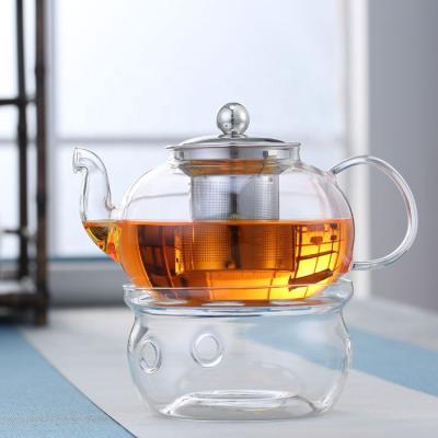 China Sustainable Sustainable Chinese Transparent Glass Teapot Set With Removable Stainless Steel Infuser for sale