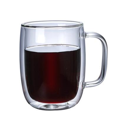 China Drinkware 350ml High Borosilicate Double Wall Stored Coffee Mug Stored Heat Resistant Glass Reusable Mug for sale