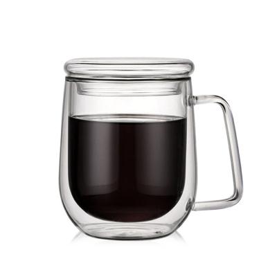 China Drinkware 10oz 300ml Double Wall Borosilicate Glass Tea Cup Modern Glass Coffee Mug for sale