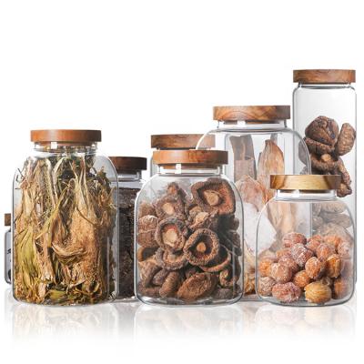 China Transparent Sealed Containers Grain Kitchen Storage Jars Containers Kitchen Store Freshness Storage Glass Storage Jars for sale