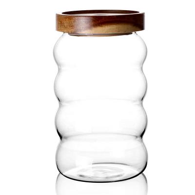 China Kitchen Storage Jar Food Container Spice Food Stored Clear Glass Sealed Jar for sale