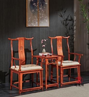 China Traditional Mahogany Head Chair Three Piece Ring Chair Antique Red Sandalwood Civil Servant Hat Tea Chair Solid Wood Solid Wood Furniture for sale