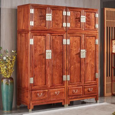 China Chinese style red sandalwood furniture mahogany wardrobe box wardrobe Ming style traditional mahogany upper single face wardrobe large for sale