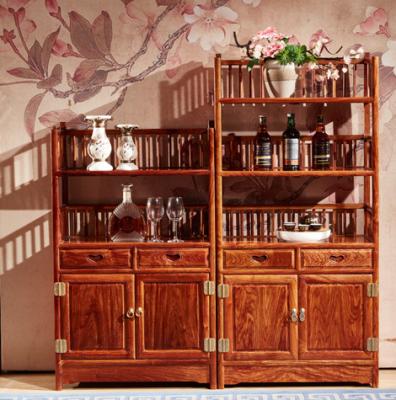 China Chinese furniture red sandalwood three-layer double-layer comb tea cabinet bookcase traditional mahogany storage for sale