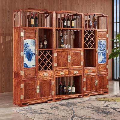 China New Chinese Solid Wood Mahogany Wine Cabinet Rosewood Combination Traditional Mahogany Wine Cabinet Multifunctional Wine Cabinet for sale