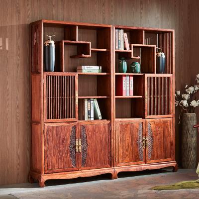 China New Traditional Mahogany Bookshelf Chinese Style Household Rosewood Solid Wood Storage Cabinet Floor to Ceiling for sale