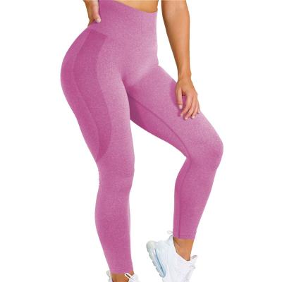 China SHEDO Antibacterial Women Seamless Leggings Smile Solid Color Cutout Waist Workout Gym Yoga Pants Top for sale