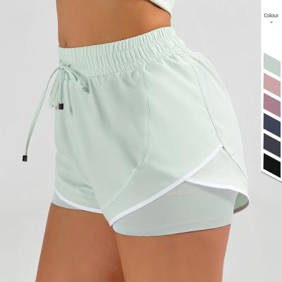 China High waist seamless belly contracting fake two-piece sports shorts for running fitness women yoga anti-exposure hot pants quick-drying for sale