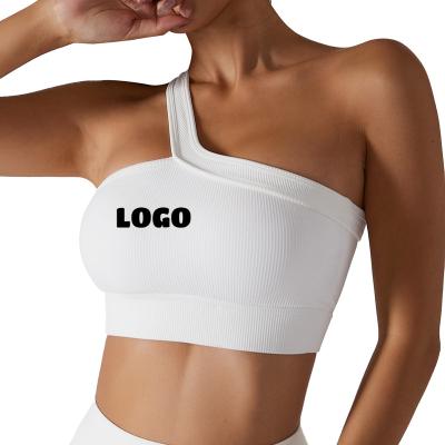 China 2022 QUICK DRY New one-shoulder summer yoga bra beauty exercise back yoga spring and running clothes one-piece underwear external wear for sale