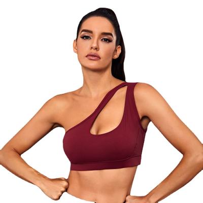 China One shoulder sports underwear fitness yoga quick-drying shockproof vest sports bra QUICK DRY one piece dropshipping for sale