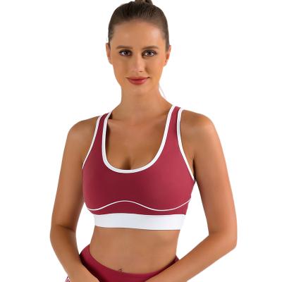 China New Color Matching Sweat-Wicking Yoga Underwear Women Feel Sports High Strength Shockproof Bra Workout Beauty I-Back Bra for sale