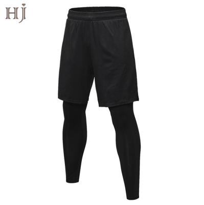 China Best Selling Antibacterial Fitness Wear Breathable Fake Two Piece Sport Pants Outdoor Training Pants Running With Pocket for sale