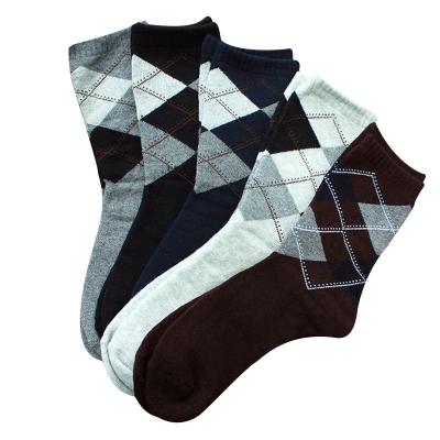 China 2020 HJ Antibacterial Wholesale High Quality Material Logo Sport Plaid Man Socks Custom Made OEM 100% Cotton Dress Socks Cotton Material for sale