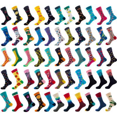 China HJ 001 Colorful Jacquard Men's Simple Novelty Crazy Socks Antibacterial Custom Pure Color Socks Unique Happy Cotton Wholesale for sale