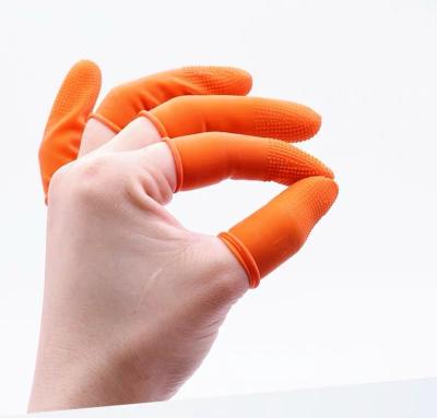 China Anti-slip Anti-static Anti-slip 100% Latex Antistatic Orange Finger Cotsesd Finger Cots for sale