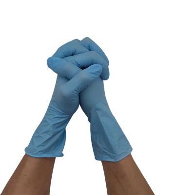 China Wholesale12 Inch Blue Beauty Anti-Slip Compounding Hair Tattoo Shop Nitrile Salon Spa Beauty Death Blue Gloves for sale