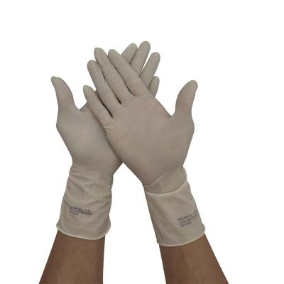 China Factory Wholesale 12inches Anti-Slip Natural Latex Gloves White Latex Powder Free Gloves for sale