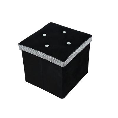 China Luxury New Design Foldable Velvet Storage Stool Stool For Home Furniture for sale