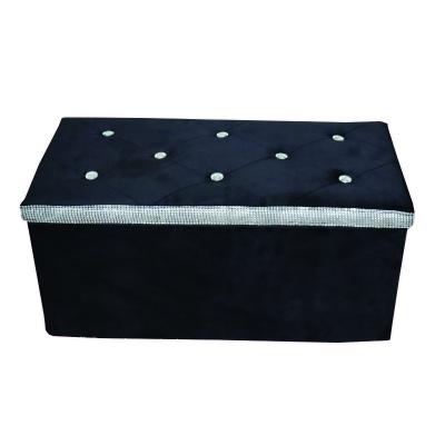 China Elegant Foldable Velvet Diamond Stool Storage Bench For Living Furniture for sale