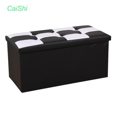 China New Arrival High Quality PU Leather Storage Stool Foldable, Quilting Texture Stool Stool Pouf for sale