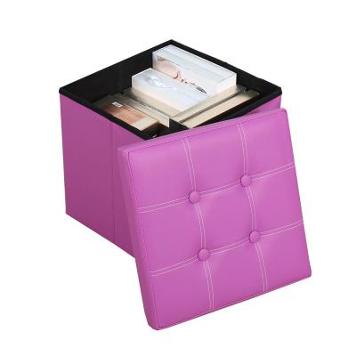 China Foldable Home Furniture Cube Pouf Stool Leather Storage Stool For Living for sale