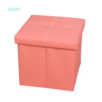 China Foldable Good Quality Square Ottoman Stool Leather Box for sale