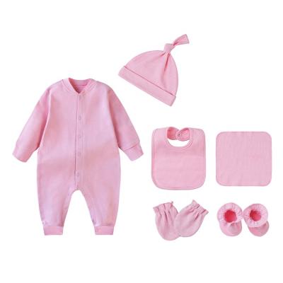 China Comfortable White 8 Piece Long Sleeve Plain Jumpsuit Gift Set Baby Clothes Girls for sale