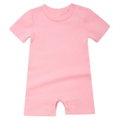 China 100% Cotton Baby Romper Baby Jumpsuit 100% Cotton Short Sleeve Baby Clothes Solid Round Neck Newborn Organic Cotton Creepers for sale