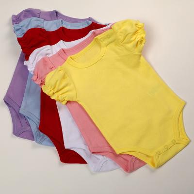 China Factory Supply Comfy Breathble Cotton Shorts Breathable Baby Romper Newborn Bubble Sleeve Jumpsuit for sale