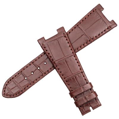 China Fashion Wholesale Custom in Brand Running Crocodile Genuine Leather Watch Strap Band Handmade Leather Strap For PP Nautilus Strap for sale