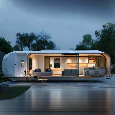 China Movable Outdoor Capsule House With Glass Sliding Door And Landscape Window for sale