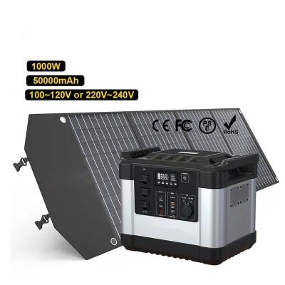 China Outdoor Indoor Li power Portable Power Station1000W LiFePO4 Battery Solar Energy System 2000W Rechargeable Backup with solar panel for sale