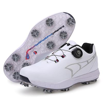 China 2022 New Automatic Rubber Large Size Men's Leather Outdoor Leisure Lace Up Sneakers Spike Detachable Anti-skid Golf Shoes for sale