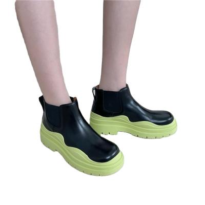 China 2021 British Style Martin Women Waterproof Soft Boots Autumn Latest Brand Name Color Light Weight Block Wedge Heel Ladies Ease Boots for sale