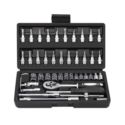 China Multifunctional 46 Pcs Car Repair Tool Box Socket Set Multifunctional Ratchet Wrench and Wrench DIY Tools for sale