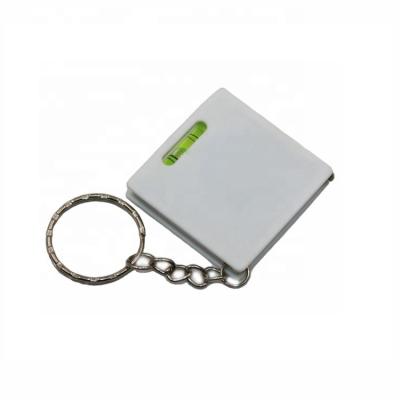 China Plastic Key Chain Retractable Promotional Tape Measure With Spirit Level for sale