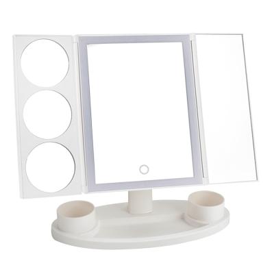 China Lighted Led Triple Lighted Makeup Dressing Table Mirror Vanity Mirror With Led Lights for sale