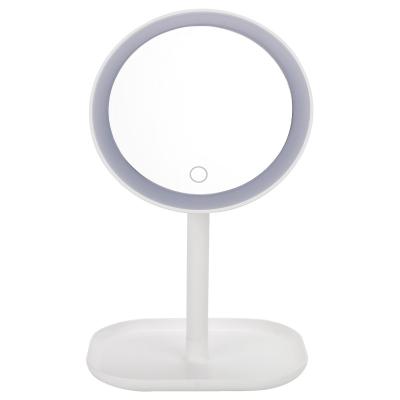 China Lighted Round Shape Makeup Free Standing Vanity Desk Cosmetic Led Shaving Mirror for sale