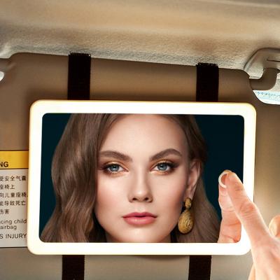 China Custom Logo Touch Light Vehicle Mounted Mirror Lighting-Filling Makeup Led Car Vanity Makeup Make Up Mirror for sale