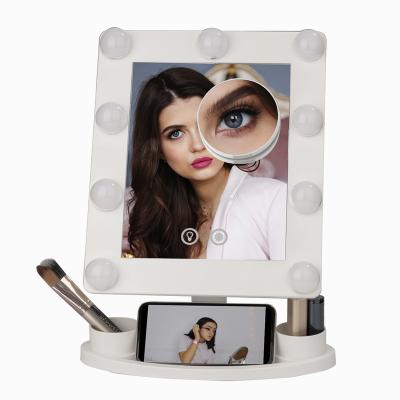 China Large Custom Lighted Hollywood Logo Ladies Led Light Bulb Beauty Vanity Vanity Makeup Cosmetic Mirror With Led Lights for sale