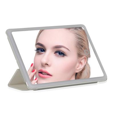 China Logo New Magnetic Cover Ipad custom made led light up travel vanity makeup mirror with light for sale