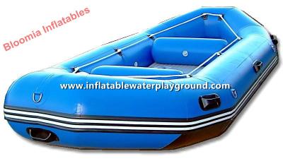 China Light Blue Motorized Inflatable Raft Boat , Lightweight Inflatable Raft For River / Lake for sale