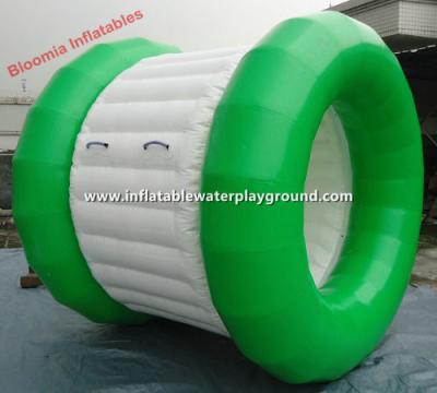 China Amusement Park Inflatable Water Roller For Swimming Pool , White And Green for sale