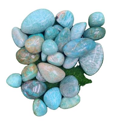 China Europe wholesale high quality amazonite stone tumbled amazonite stone palm for sale