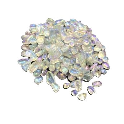 China Europe wholesale natural crystals plating aura stone crystal chips healing angel quartz cleaar gravel for sale