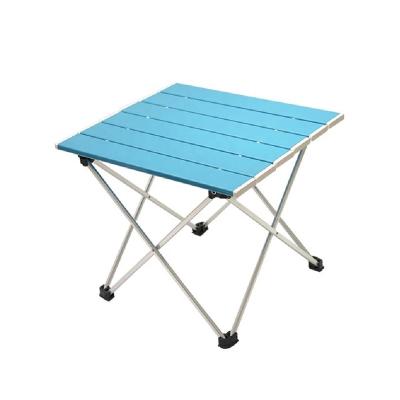 China Sturdy Aluminum Height Adjustable Mini Picnic Table Lightweight Folding Portable Camping Roll Up Table With Folding Chairs for sale