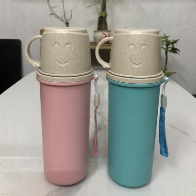 China Drinking Water 450ML Wheat Straw Stocked Water Bottle With Lid for sale