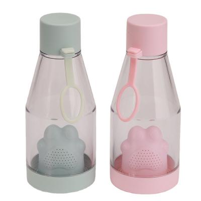 China Animal Design Children Kids Stocked Transparent Plastic Water Bottle With Filter for sale