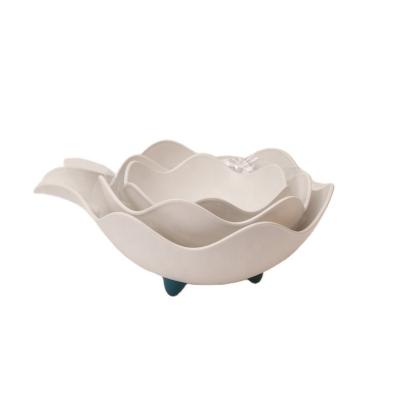 China Sustainable Cloud Unique Design 3 Pieces Party Serving Tray Plastic Salad And Snack Bowls for sale